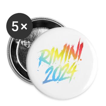 L’équipe colorée des fêtes de Rimini 2024 - Lot de 5 grands badges (56 mm) - blanc - Devant