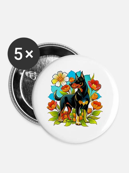 Großer Beauceron-Hund - Buttons groß 56 mm (5er Pack) - Weiß