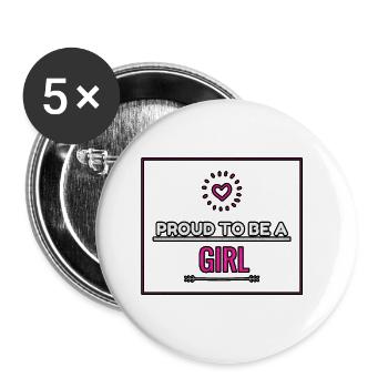 Proud To Be A Girl Grunge - Buttons large 2.2''/56 mm (5-pack) - white - Front