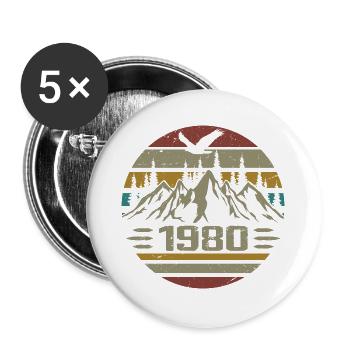 Born in 1980 Original Retro 1980's Birthday Gift - Buttons large 2.2''/56 mm (5-pack) - white - Front