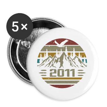 Geboren im Jahr 2011 Original Retro 2011 Geburtstagsgeschenk - Buttons groß 56 mm (5er Pack) - Weiß - Vorne
