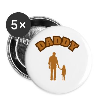 Daddy Daughter Kid Brown - Buttons groß 56 mm (5er Pack) - Weiß - Vorne
