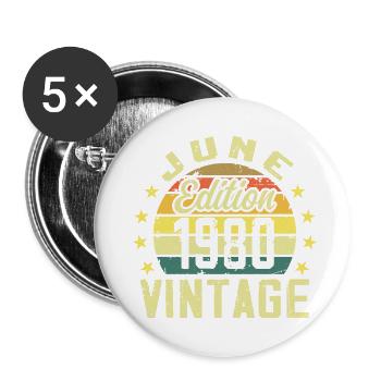 June 1980 June Retro Birthday Gift June 1980 - Buttons large 2.2''/56 mm (5-pack) - white - Front