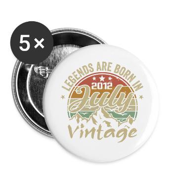Vintage Juillet 2012 Anniversaire Juillet 2012 - Lot de 5 grands badges (56 mm) - blanc - Devant