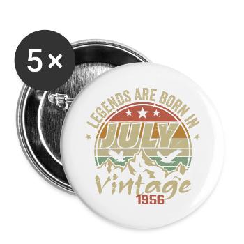Anniversaire Millésime - Fabriqué en Juillet 1956 - Lot de 5 grands badges (56 mm) - blanc - Devant