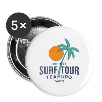 Surf tour Teahupoo Tahiti - Buttons large 2.2''/56 mm (5-pack) - white - Front