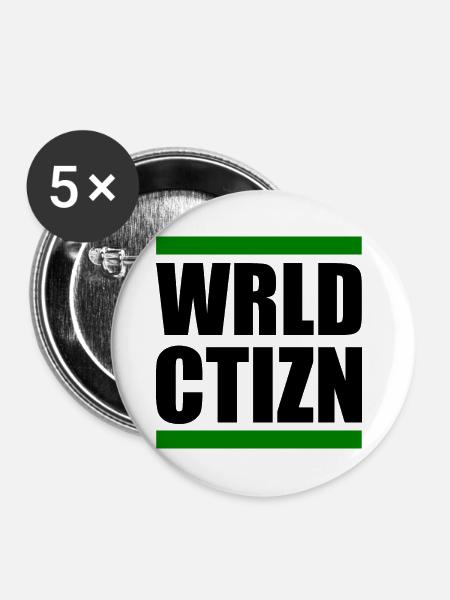 world citizen - Buttons groß 56 mm (5er Pack) - Weiß