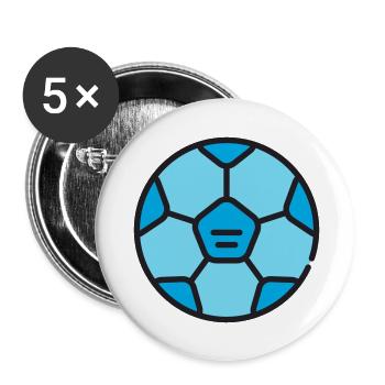 Fußball - Buttons groß 56 mm (5er Pack) - Weiß - Vorne
