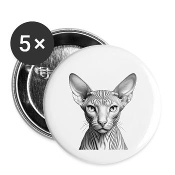 Cool sphynx cat - Buttons large 2.2''/56 mm (5-pack) - white - Front