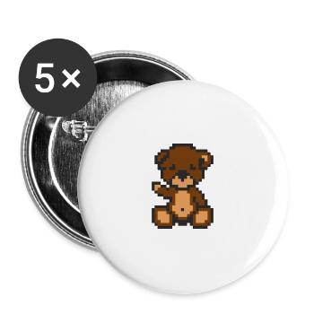 Pixel-Bär-Brownie - Buttons groß 56 mm (5er Pack) - Weiß - Vorne