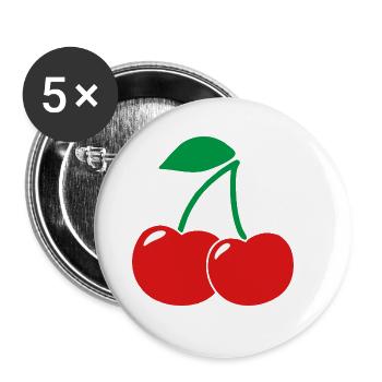 Kirsche Kostüm Faschingskostüm Obst Verkleidung - Buttons groß 56 mm (5er Pack) - Weiß - Vorne