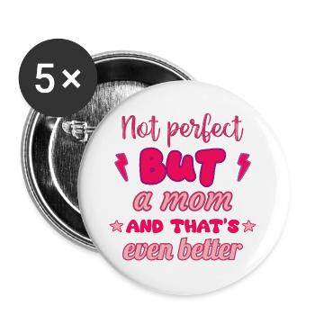 Pas parfait, mais maman, cadeau de fête des mères - Lot de 5 grands badges (56 mm) - blanc - Devant