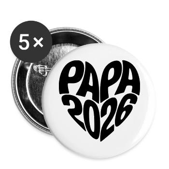 Papa 2026 - Buttons groß 56 mm (5er Pack) - Weiß - Vorne