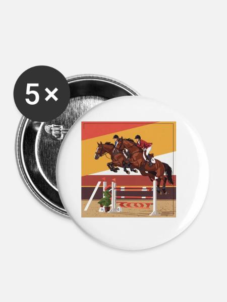 Die Kunst des Springreitens - Buttons groß 56 mm (5er Pack) - Weiß