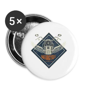 Biker Motorcycle - Buttons large 2.2''/56 mm (5-pack) - white - Front
