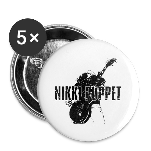NP gitarrist Logo schwarz - Buttons groß 56 mm (5er Pack)