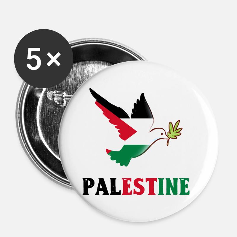 Palestine - Buttons large 2.2''/56 mm (5-pack) - white