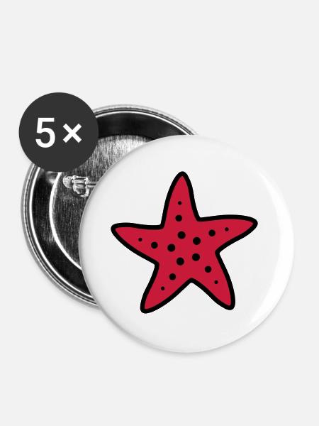 Seestern Stern Ozean Meeresbewohner - Buttons groß 56 mm (5er Pack) - Weiß
