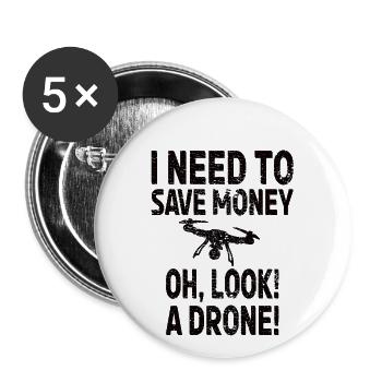 Drohnen Pilot Geschenk Drohnenliebhaber FPV Race - Buttons groß 56 mm (5er Pack) - Weiß - Vorne