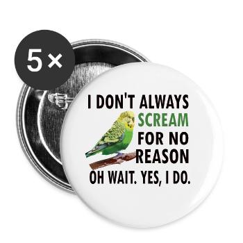 Perruque propriétaire perruque amoureux oiseaux - Lot de 5 grands badges (56 mm) - blanc - Devant
