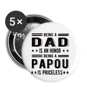 Best Papou Grandpa Father's Day Papou Grandfather Papa - Buttons large 2.2''/56 mm (5-pack) - white - Front