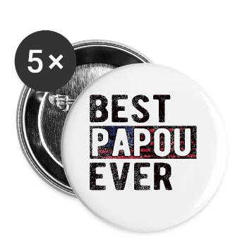 Best Papou Grandpa Father's Day Papou Grandfather Papa - Buttons large 2.2''/56 mm (5-pack) - white - Front