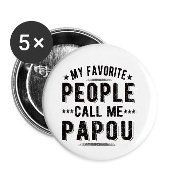 Best Papou Grandpa Father's Day Papou Grandfather Papa - Buttons large 2.2''/56 mm (5-pack) - white - Front