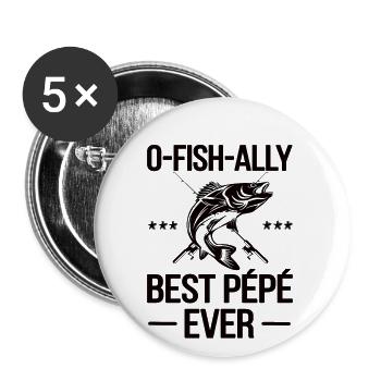 Pepe Grandpa Fisherman Fishing Fishing Pepe Grandfather - Buttons large 2.2''/56 mm (5-pack) - white - Front