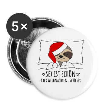 Sex ist schön aber Weihnachten ist öfter Faultier - Buttons groß 56 mm (5er Pack) - Weiß - Vorne