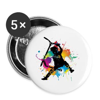 Trottinette freestyle - Lot de 5 grands badges (56 mm) - blanc - Devant