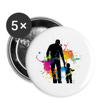 Vater und Tochter - Buttons groß 56 mm (5er Pack) - Weiß - Vorne