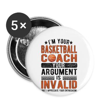 Basketball Coach Basketball Coach Basketball Team - Buttons large 2.2''/56 mm (5-pack) - white - Front