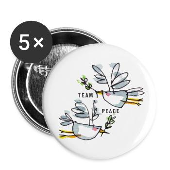 Paix / Voler pour la paix – Team Peace - Lot de 5 grands badges (56 mm) - blanc - Devant