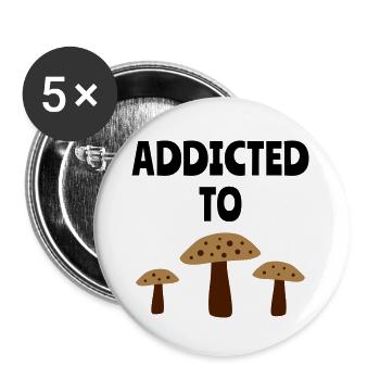 Addicted to fly agarics (drei Fliegenpilze) - Buttons groß 56 mm (5er Pack) - Weiß - Vorne