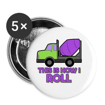 Excavator Construction Site Construction Worker Construction Rollers I Gift - Buttons large 2.2''/56 mm (5-pack) - white - Front