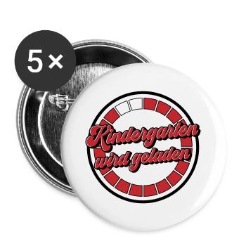 Farben änderbar | Kindergarten wird geladen - Buttons groß 56 mm (5er Pack) - Weiß - Vorne