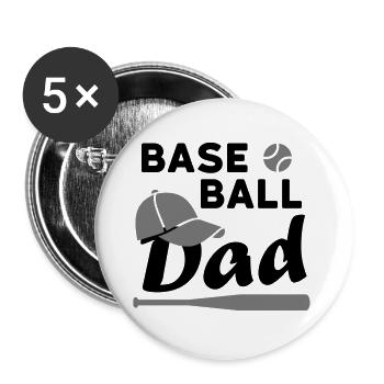 Baseball dad (Spielball, Baseballkappe, Baseballsc - Buttons groß 56 mm (5er Pack) - Weiß - Vorne
