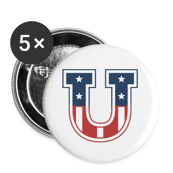 Letter U USA - Buttons large 2.2''/56 mm (5-pack) - white - Front