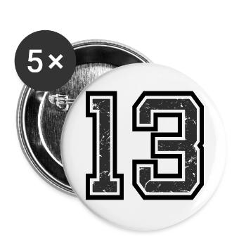 Cool Number 13 - 13 Years Old 13th Birthday Gift - Buttons large 2.2''/56 mm (5-pack) - white - Front