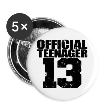 Official Teenager 13, Cool 13th Birthday Gift - Buttons large 2.2''/56 mm (5-pack) - white - Front