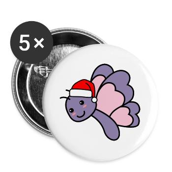 Butterfly Comic Noël Noël - Lot de 5 grands badges (56 mm) - blanc - Devant
