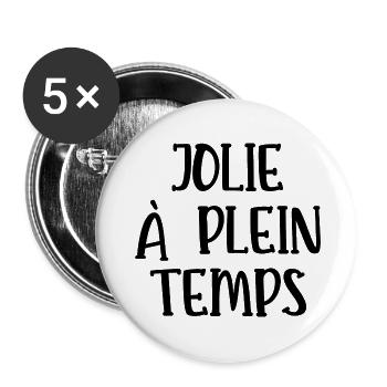 jolie à plein temps - Lot de 5 grands badges (56 mm) - blanc - Devant