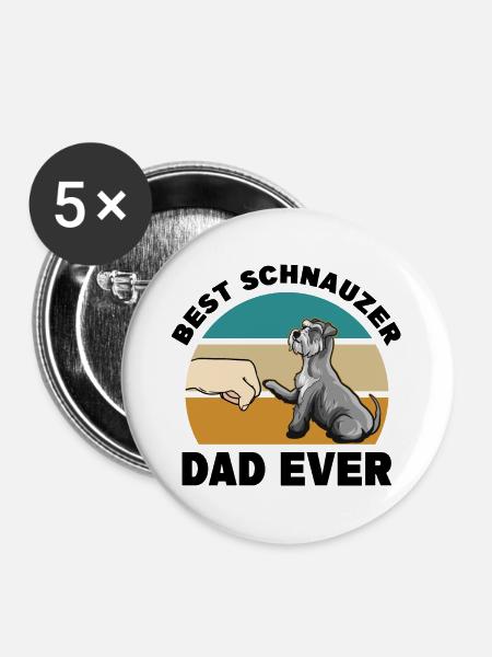 Schnauzer - Buttons groß 56 mm (5er Pack) - Weiß