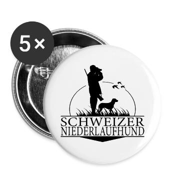 Schweizer Niederlaufhund Jagdhunderasse Wilsigns - Buttons groß 56 mm (5er Pack) - Weiß - Vorne