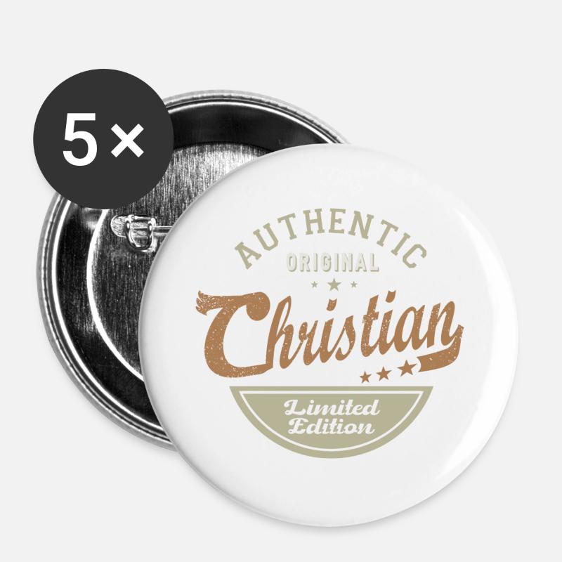 Christian gift personalized name christian - Buttons large 2.2''/56 mm (5-pack) - white