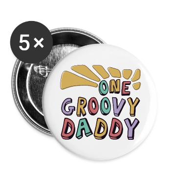 Un papa groovy, un papa génial - Lot de 5 grands badges (56 mm) - blanc - Devant