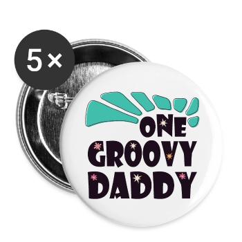 Un papa groovy, un papa génial - Lot de 5 grands badges (56 mm) - blanc - Devant