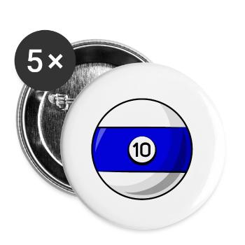 Billardkugel 10 blau Billard zehn - Buttons groß 56 mm (5er Pack) - Weiß - Vorne