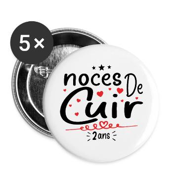 Noces de Cuir - Lot de 5 grands badges (56 mm) - blanc - Devant