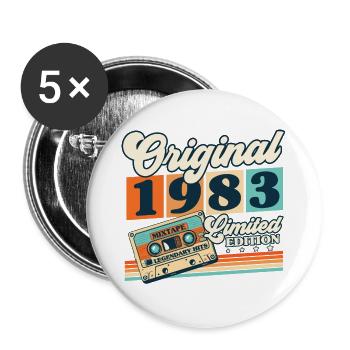 Original 1983 Vintage Retro Vintage Birthday - Lot de 5 grands badges (56 mm) - blanc - Devant